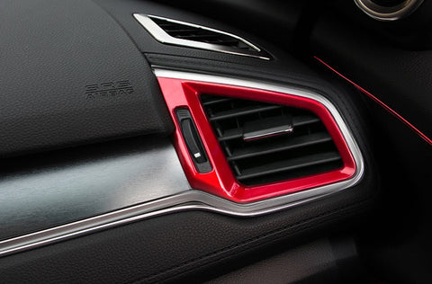 RED Interior Front Dashboard AC Air Vent Outlet Cover Trim Frame Panel Decoration 3pcs kit For Honda Civic 10th Gen 2016 2017 2018 2019 2020