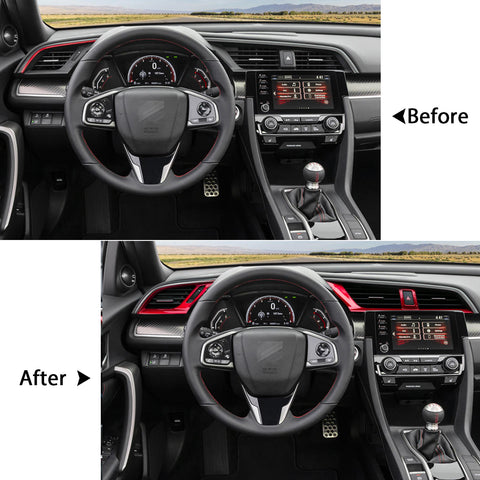 RED Interior Front Dashboard AC Air Vent Outlet Cover Trim Frame Panel Decoration 3pcs kit For Honda Civic 10th Gen 2016 2017 2018 2019 2020