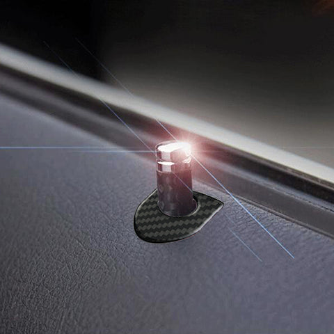 4X Shield Style Carbon Fiber Door Lock Pin Knob Decor Stickers For BMW 1 3 5 7 Series X3 X5 X6