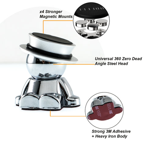Magnetic Car Mount 360° Rotation GPS Phone Tablet Holder Stick On Dashboard Hat man For iPhone X 7 8 Plus Galaxy Note and More Device