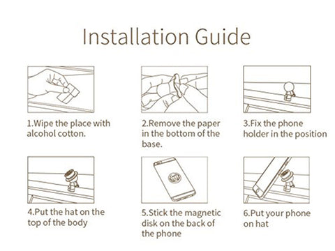 Magnetic Car Mount 360° Rotation GPS Phone Tablet Holder Stick On Dashboard Hat man For iPhone X 7 8 Plus Galaxy Note and More Device