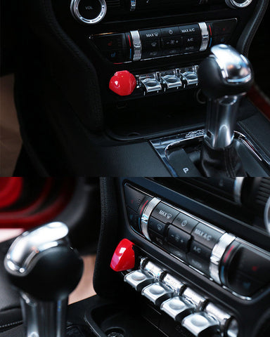 1x Start Stop Engine Switch w/ Red Trim Decor Sticker for 2015-2022 Ford Mustang