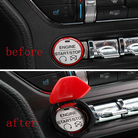 1x Start Stop Engine Switch w/ Red Trim Decor Sticker for 2015-2022 Ford Mustang