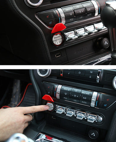 1x Start Stop Engine Switch w/ Red Trim Decor Sticker for 2015-2022 Ford Mustang