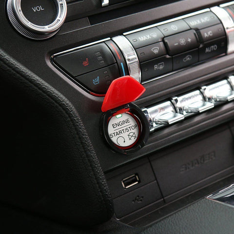 1x Start Stop Engine Switch w/ Red Trim Decor Sticker for 2015-2022 Ford Mustang