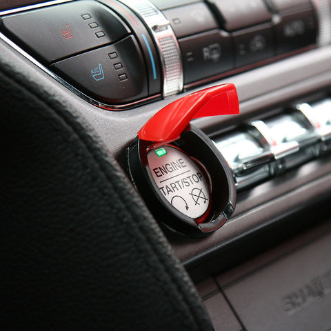 1x Start Stop Engine Switch w/ Red Trim Decor Sticker for 2015-2022 Ford Mustang