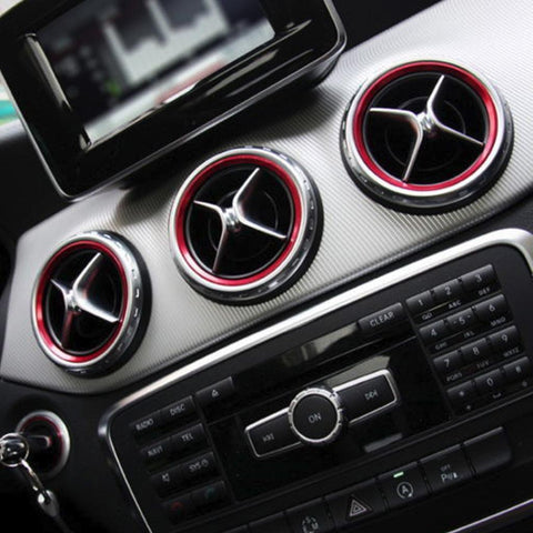 Red Aluminum Air Condition Vent Decoration Cover Trims For Benz CLA GLA Class