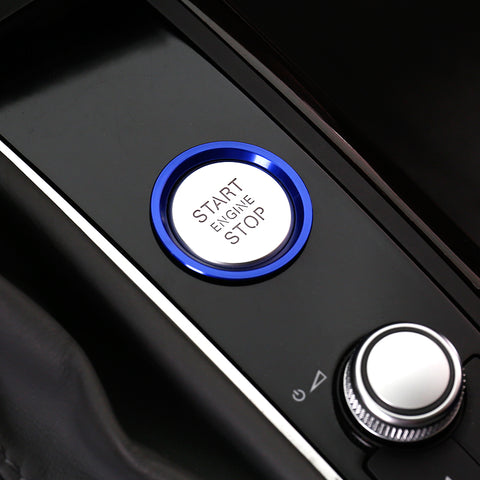 Blue Aluminum Keyless Engine Push Start Button Decoration Trim For Audi A4 A5 A7