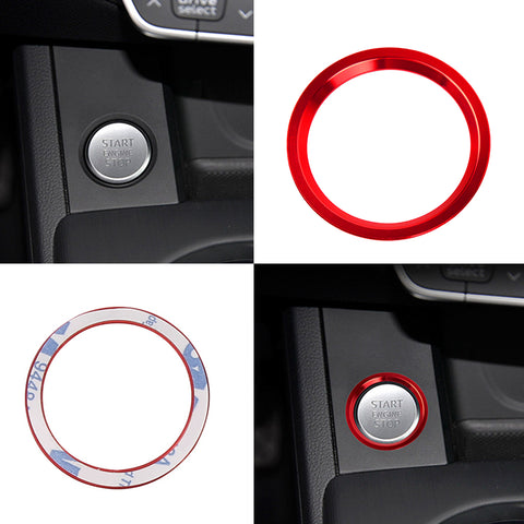 3D Red Metal Keyless Engine Push Start Button Decor Ring Trim For Audi A4 A5 A7