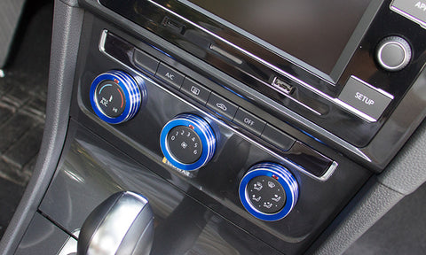 Blue Anodized AC Climate Control Knob Cover Ring For Volkswagen Golf GTI MK7