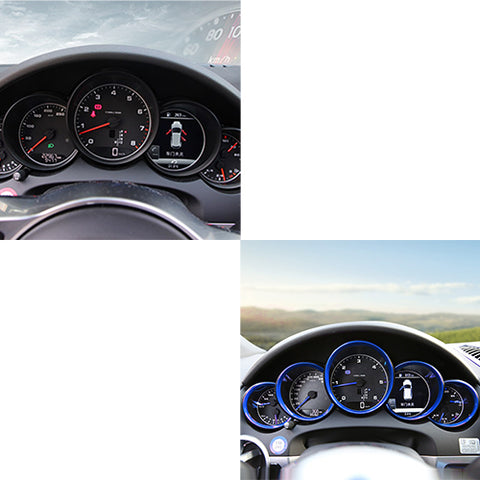 Chrome Blue Dashboard Meter Frame Cover Decor Ring Trim For Porsche Panamera 976