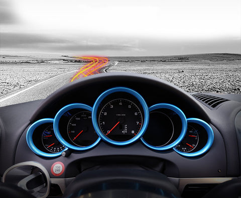Chrome Blue Dashboard Meter Frame Cover Decor Ring Trim For Porsche Panamera 976