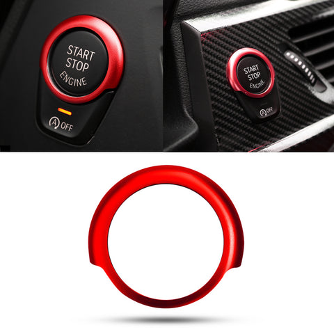 Engine Start Stop Button Cover Key Switch Aluminum Decor Ring Sticker for BMW 5 Series G30 2017-up Red/ Blue