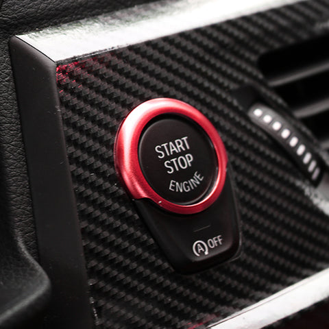 Engine Start Stop Button Cover Key Switch Aluminum Decor Ring Sticker for BMW 5 Series G30 2017-up Red/ Blue