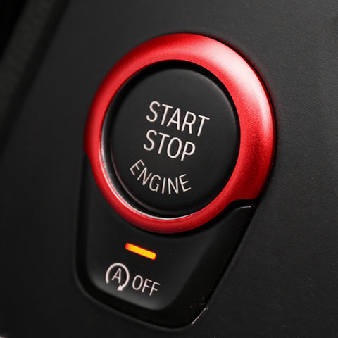 Engine Start Stop Button Cover Key Switch Aluminum Decor Ring Sticker for BMW 5 Series G30 2017-up Red/ Blue