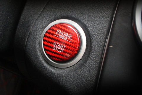 Real Carbon Fiber Keyless Engine Start Stop Push Button Decor Cover for Mercedes B C E S G CL SL ML GL CLA CLS GLA GLC GLK GLE GLS Class W176 W246 W205 X253 X156 C117-Red