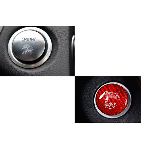 Real Carbon Fiber Keyless Engine Start Stop Push Button Decor Cover for Mercedes B C E S G CL SL ML GL CLA CLS GLA GLC GLK GLE GLS Class W176 W246 W205 X253 X156 C117-Red