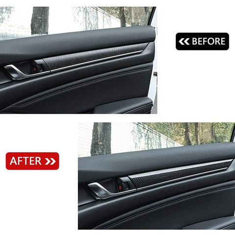 8x Carbon Fiber Inner Door Panel + Door Handle Bowl Cover For Honda Accord 18-22