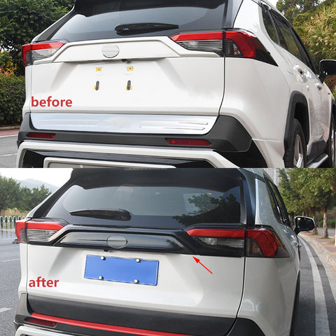 Set Carbon Fiber Style Exterior Rear Fog Light Tail Light Trunk Lid Accessories Cover Trim Combo Kit, Compatible with Toyota Rav4 2019-2024