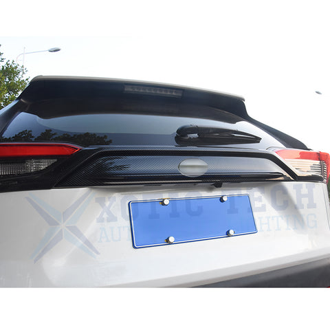 Carbon Fiber Style Rear Upper + Lower Trunk Lid Strip Trim For Toyota RAV4 2019+