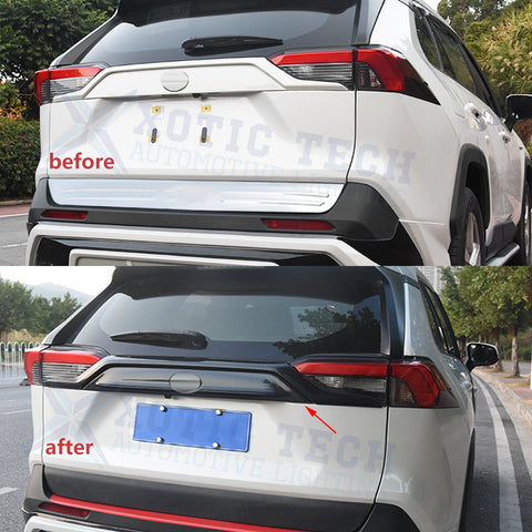 Carbon Fiber Style Rear Upper + Lower Trunk Lid Strip Trim For Toyota RAV4 2019+