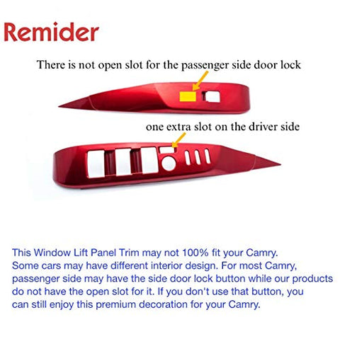 4pcs Carbon Fiber Pattern / Red ABS Car Door Window Lock Panel Switch Bezel Cover Driver Passenger Side for Toyota Camry 2018-2024