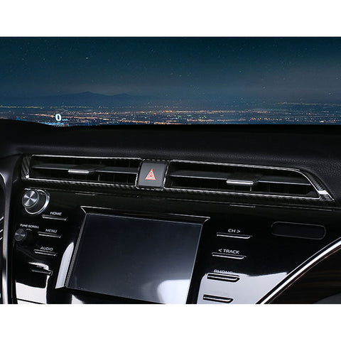 Carbon Fiber Texture Console AC Air Vent Dash Strip Cover For Camry 2018-2020