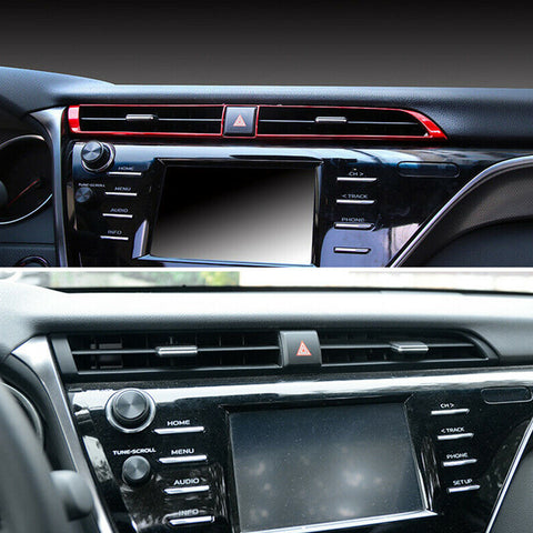 Red Gear Box AC Air Vent Steering Wheel Gear Shift Cover Kit For Camry 2018-2020