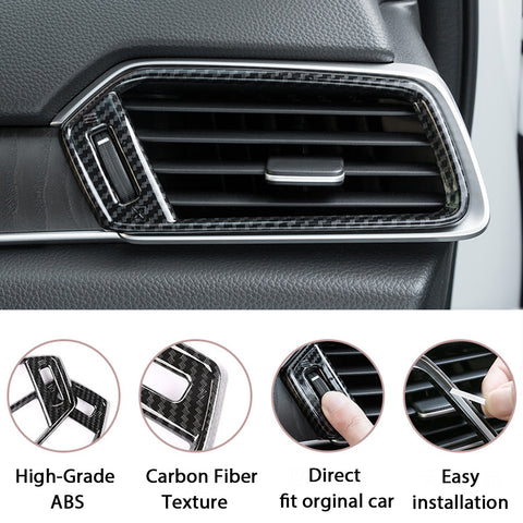 Carbon Fiber Texture Interior Dashboard Air Vent AC Outlet Frame Overlay Trim Decor Cover For Honda Accord 2018 2019 2020