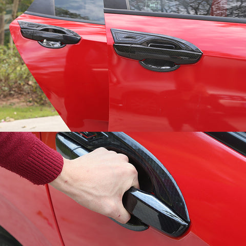 Sporty Carbon Fiber Style Door Exterior Handle Cover Trim Protector for Honda Civic 2006-2011, Fit Honda Pilot 2009-2015