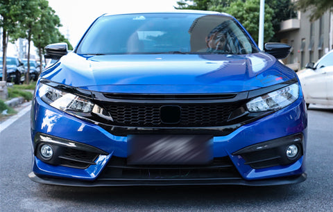 Carbon Fiber Style Front Fog Light Lamp Eyelid Eyebrow Bezel Overlay Cover Molding Trim For Honda Civic 10th Gen 2016 2017 2018