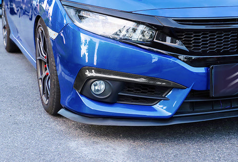 Carbon Fiber Style Front Fog Light Lamp Eyelid Eyebrow Bezel Overlay Cover Molding Trim For Honda Civic 10th Gen 2016 2017 2018