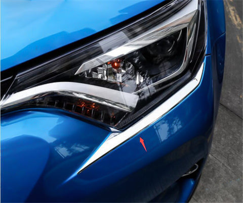 Chrome Front Headlight Eyelid Fog Light Frame Cover For Toyota RAV4 2016-2018
