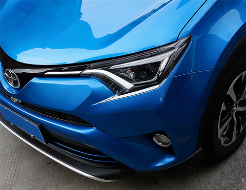 Chrome Front Headlight Eyelid Fog Light Frame Cover For Toyota RAV4 2016-2018