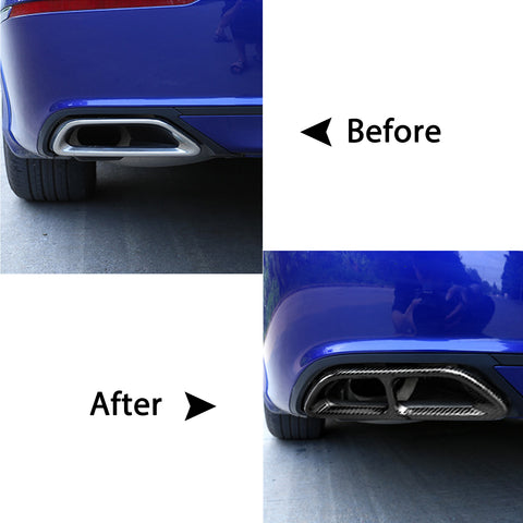 Carbon Fiber Texture Rear Cylinder Exhaust Pipe Cover Molding Overlay Trims For Honda Accord 10th Gen 2018 2019 2020