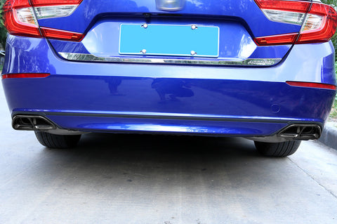 Carbon Fiber Texture Rear Cylinder Exhaust Pipe Cover Molding Overlay Trims For Honda Accord 10th Gen 2018 2019 2020