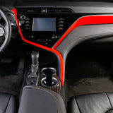 Red Car Interior Center Control Panel Console Strip Trim Molding Cover For Toyota Camry 2018-2024