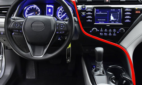 Red Car Interior Center Control Panel Console Strip Trim Molding Cover For Toyota Camry 2018-2024