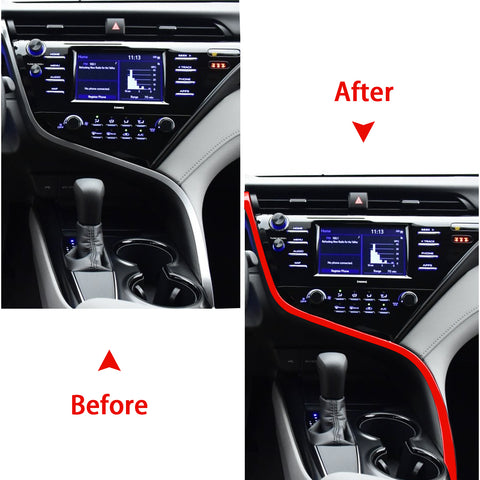 Red Car Interior Center Control Panel Console Strip Trim Molding Cover For Toyota Camry 2018-2024