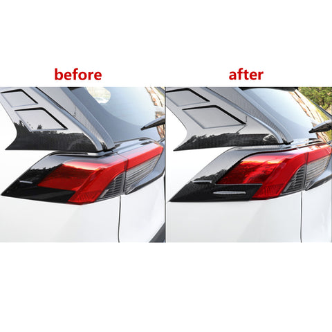 Set Carbon Fiber Style Exterior Rear Fog Light Tail Light Trunk Lid Accessories Cover Trim Combo Kit, Compatible with Toyota Rav4 2019-2024