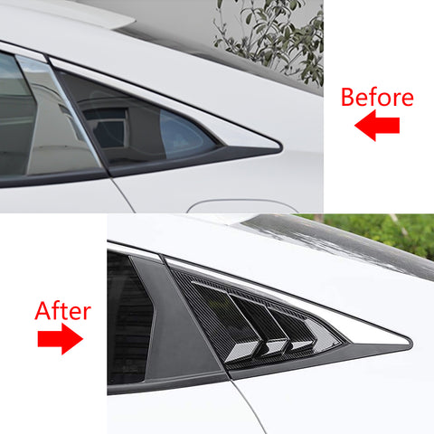 Rear Side Quarter Window Louver Air Vent Scoop Shades Cover Blinds For Honda Civic 10th Gen 2016 2017 2018 2019 2020 Sedan 4 Door ABS Material Carbon Fiber Style Accessories Exterior Decoration