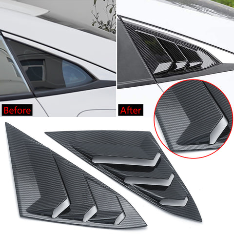 Rear Side Quarter Window Louver Air Vent Scoop Shades Cover Blinds For Honda Civic 10th Gen 2016 2017 2018 2019 2020 Sedan 4 Door ABS Material Carbon Fiber Style Accessories Exterior Decoration