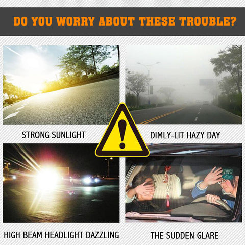 Car Sun Visor Extender, HD Visor 2 in 1 Day Night Anti Glare Visor, Car Sun Blocker Sun Shade, Night Vision Anti Dazzle Windshield Driving Visor