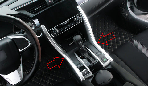 ABS Chrome Center Consoles Interior Gear Shift Panel Molding Strip Cover Decoration Trim for Honda Civic Accessories 2020 2019 2018 2017 2016 - Silve