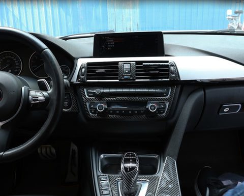 Carbon Fiber Pattern Gear Shift Knob Cover Trim for BMW F20 F21 F22 F23 F30 F32 F33 F34 F35 F36 F06 F12 F13 F25 F26 F15 F16 I8 X3 X4 X5 X6 Sports Style Car Accessories Interior Trim