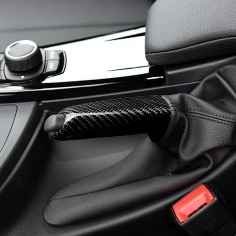 Xotic Tech Car Handbrake Grip Lever Brake Handle Cover, Carbon Fiber Pattern Compatible with BMW 3 Series GT F30 F34 E90