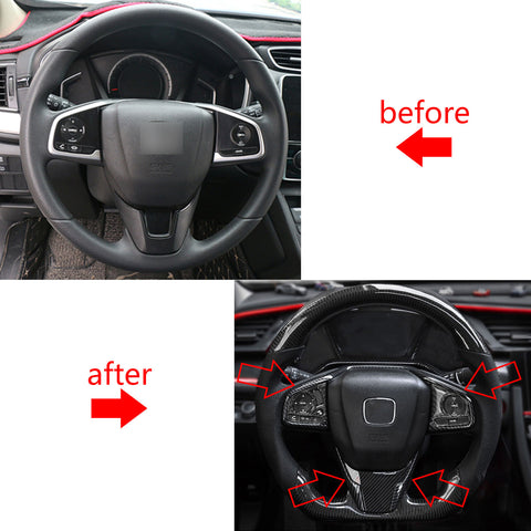Carbon Fiber ABS Interior Steering Wheel Frame Cover Trim Decoration For Honda Civic 10th Gen 2016-2021,CRV 2017-2022