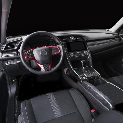 RED Interior Steering Wheel Frame Cover Trim Decoration For Honda Civic 10th Gen 2016-2021,CRV 2017-2022