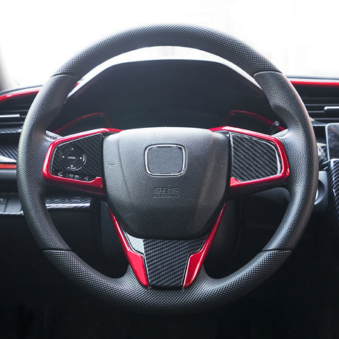 RED Interior Steering Wheel Frame Cover Trim Decoration For Honda Civic 10th Gen 2016-2021,CRV 2017-2022