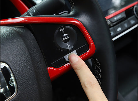 RED Interior Steering Wheel Frame Cover Trim Decoration For Honda Civic 10th Gen 2016-2021,CRV 2017-2022